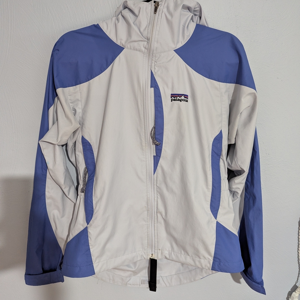 Patagonia Blue and White Windbreaker Jacket
